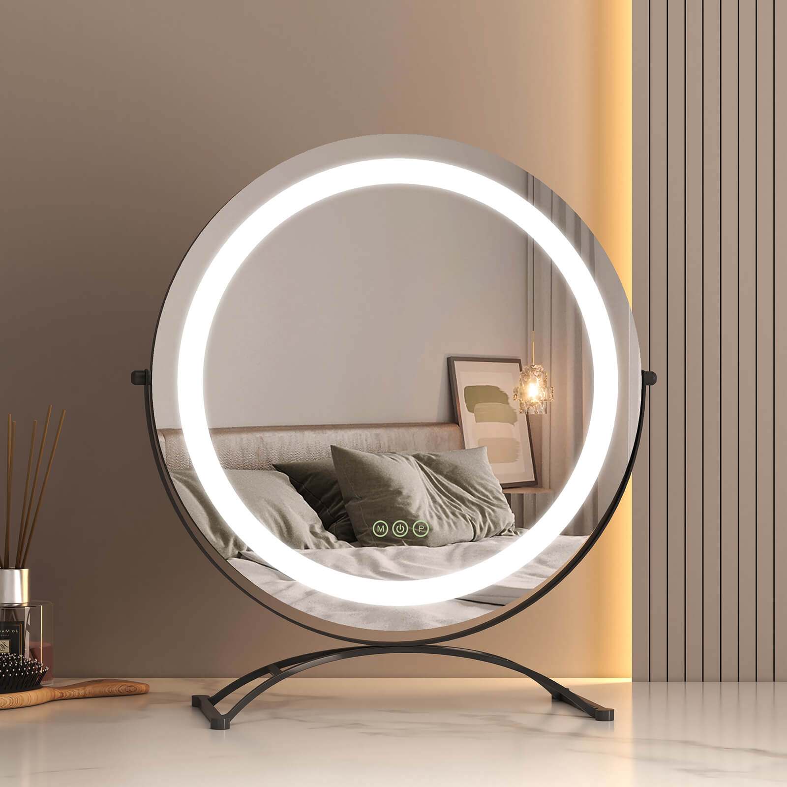 EMKE CM07 LED Cosmetic Mirror, with 3 Light Colors, Dimmer, Memory Function  - 40 / Black