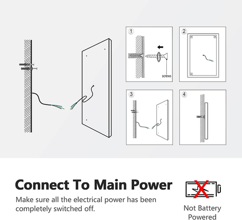EMKE LM26 LED Bathroom Mirror, Frosted Frame, Warm White Light (4300K), Horizontal Hanging EMKE LM26 LED Bathroom Mirror, Frosted Frame, Warm White Light (4300K), Horizontal Hanging