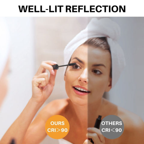 EMKE LM23 Black Frame Mirror with Warm White Light (4300K), Demister, Clock EMKE LM23 Black Frame Mirror with Warm White Light (4300K), Demister, Clock