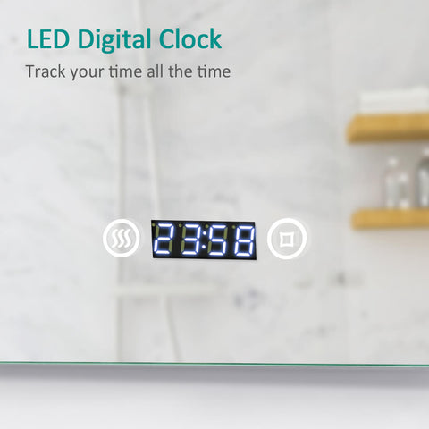 EMKE LM23 Black Frame Mirror with Warm White Light (4300K), Demister, Clock EMKE LM23 Black Frame Mirror with Warm White Light (4300K), Demister, Clock