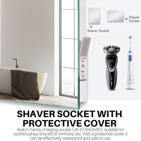 EMKE LM13 Bathroom Mirror with Demister, Shaver Socket, 6500K, 3x Magnifier EMKE LM13 Bathroom Mirror with Demister, Shaver Socket, 6500K, 3x Magnifier