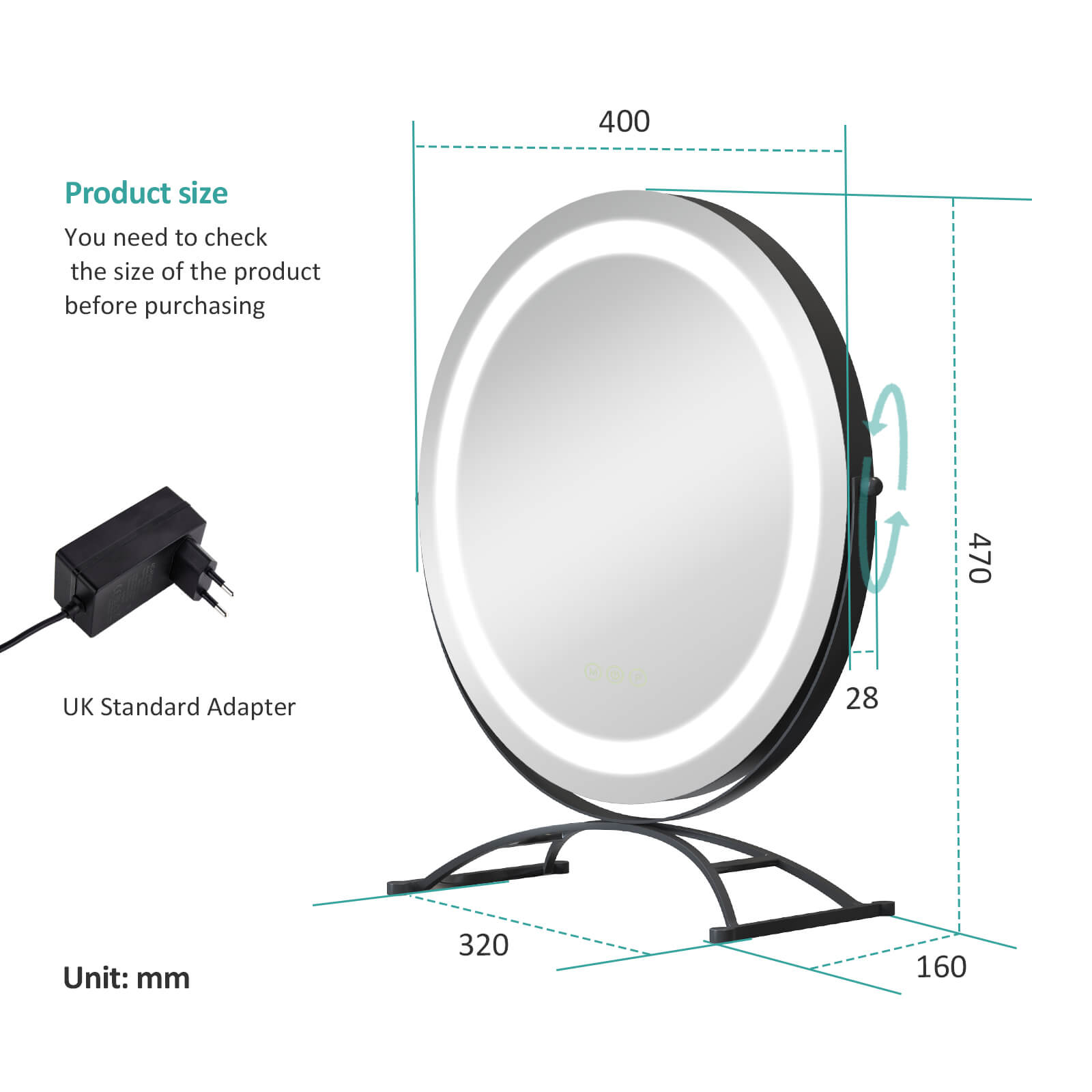 emke led vanity mirror cm07 black 40cm emke led vanity mirror cm07 black 40cm