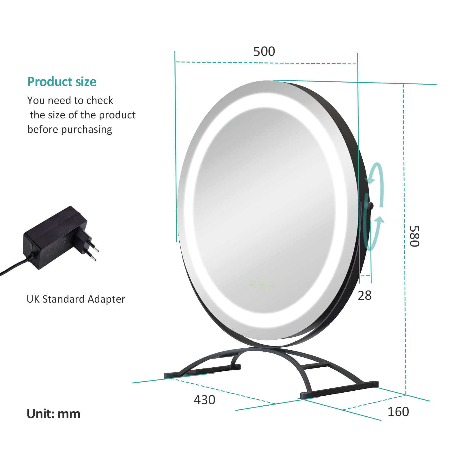 emke led vanity mirror cm07 black 50cm emke led vanity mirror cm07 black 50cm