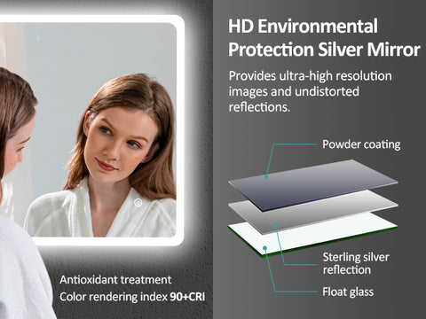 EMKE LM16 LED-backlit Mirror, Rounded Corners, Suspension in Two Directions, 45x60 cm
