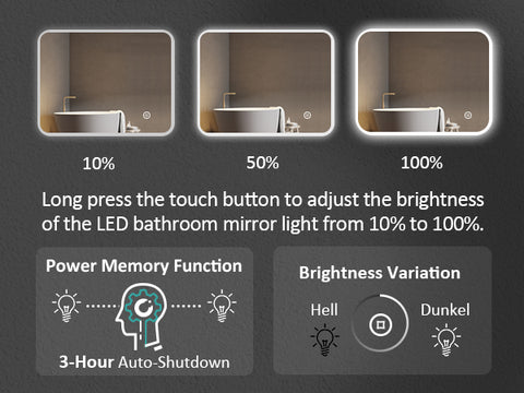 EMKE LM16 LED-backlit Mirror, Rounded Corners, Suspension in Two Directions, 45x60 cm