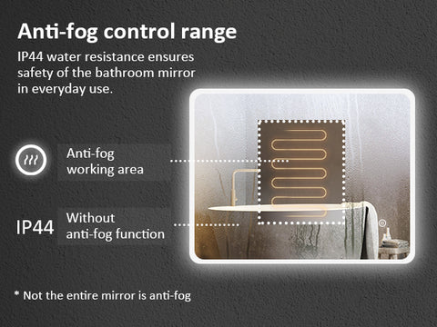 EMKE LM16 LED-backlit Mirror, Rounded Corners, Suspension in Two Directions, 45x60 cm
