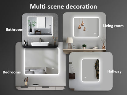 EMKE LM16 LED-backlit Mirror, Rounded Corners, Suspension in Two Directions, 45x60 cm