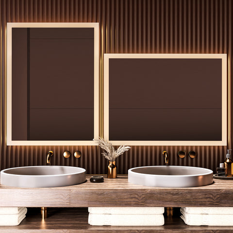 EMKE® Bathroom Mirror with 3000K Warm White Light and Wall Switch, 80x60cm