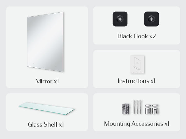 EMKE UM2S Series Bathroom Mirror with Shelf, No Light