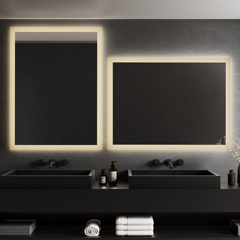 EMKE® Bathroom Mirror with 3000K Warm White Light and Wall Switch, 80x60cm