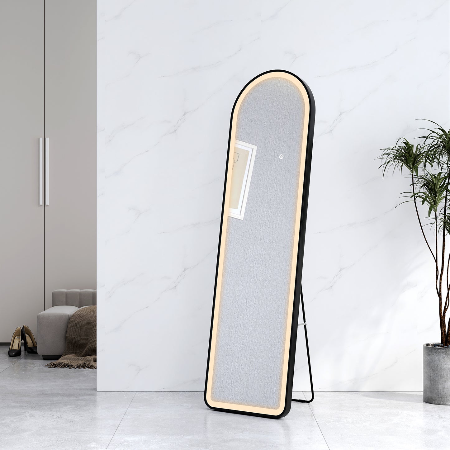 EMKE FM06 LED Arched Full Length Mirror with Aluminum Frame, Height 160/147cm