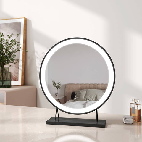 EMKE CM01 Round Tabletop LED Lighted Makeup Mirror with Frame, ф40/48cm