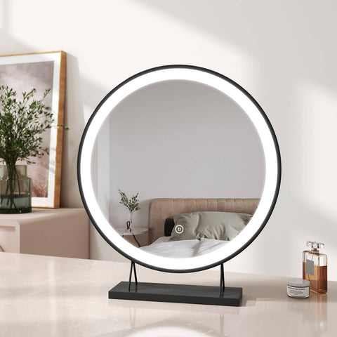 EMKE CM01 Round Tabletop LED Lighted Makeup Mirror with Frame, ф40/48cm