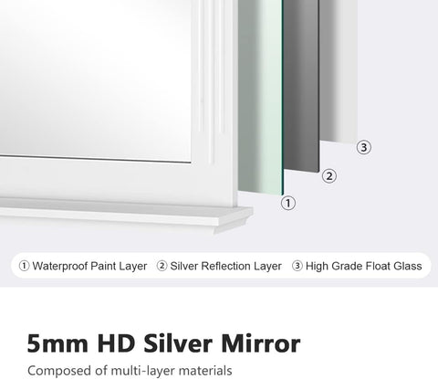 emke bathroom mirror with shelf white um01ws hd 5mm mirror