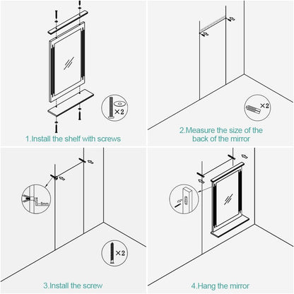 emke bathroom mirror with shelf white um01ws installation