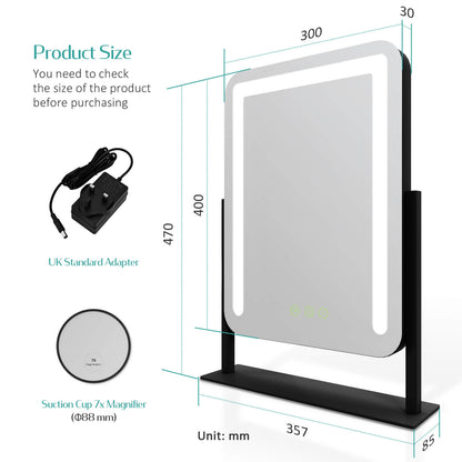 emke cm09 desktop vanity mirror black 30cm