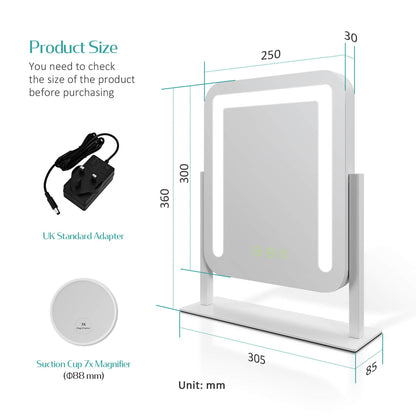 emke cm09 desktop vanity mirror white 25cm