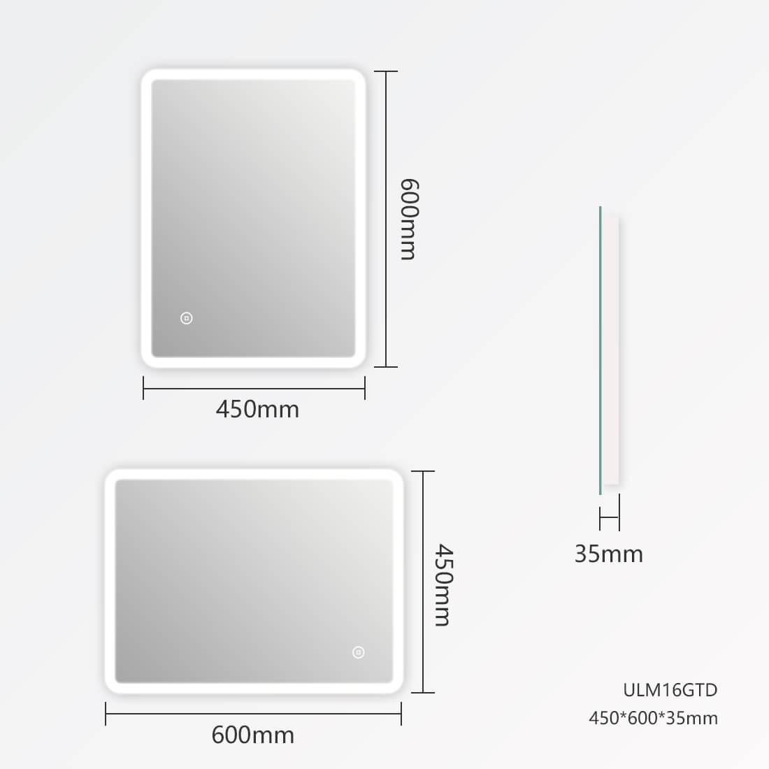 EMKE LM16 LED-backlit Mirror, Rounded Corners, Suspension in Two Directions, 45x60 cm