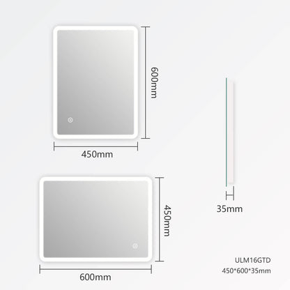 EMKE LM16 LED-backlit Mirror, Rounded Corners, Suspension in Two Directions, 45x60 cm