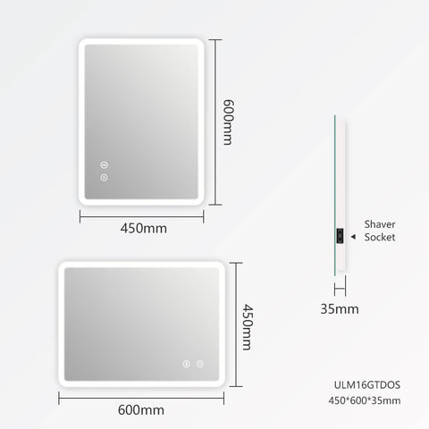 EMKE LM16 LED-backlit Mirror, Rounded Corners, Suspension in Two Directions, 45x60 cm