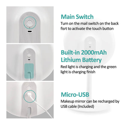 emke led cosmetic mirror 2000mah battery