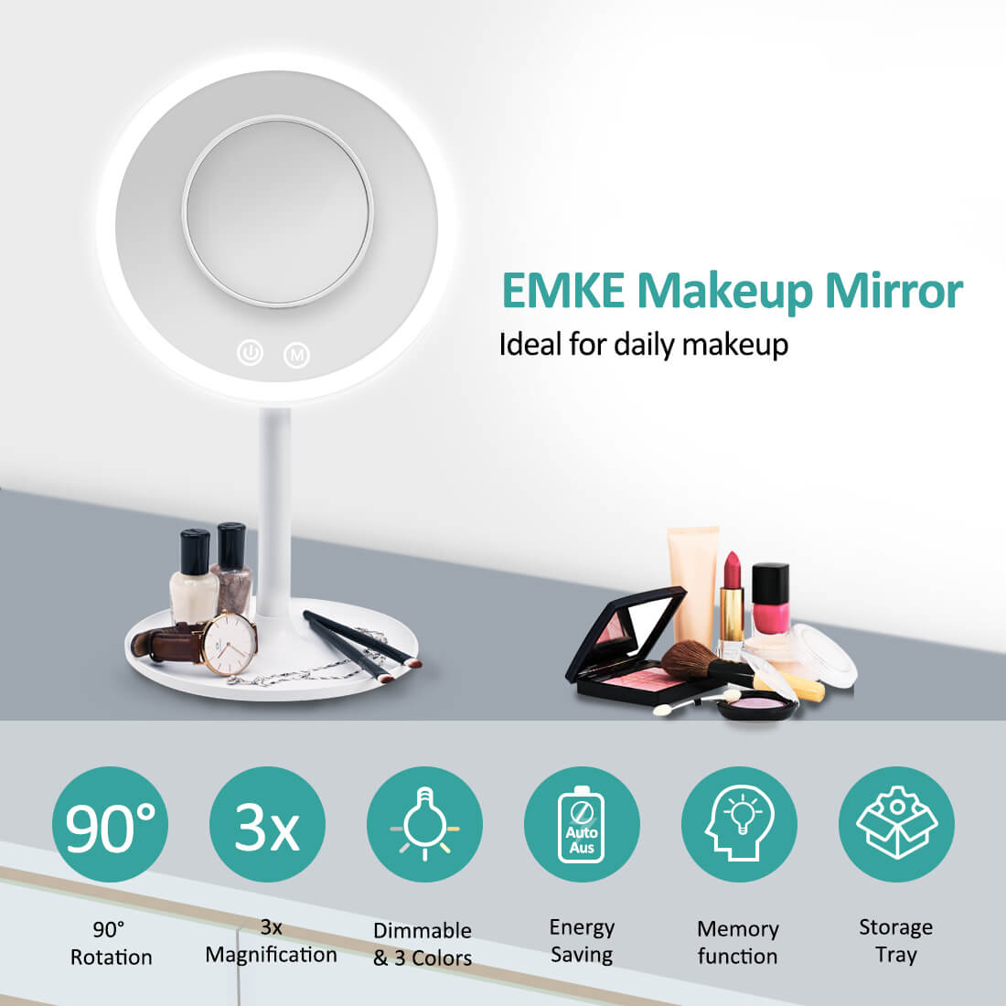 emke led cosmetic mirror ideal daily use
