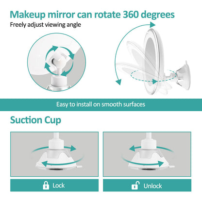 EMKE LED Cosmetic Mirror, 5x Magnification, with A Suction Cup, 360° Rotation