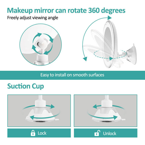 EMKE LED Cosmetic Mirror, 5x Magnification, with A Suction Cup, 360° Rotation