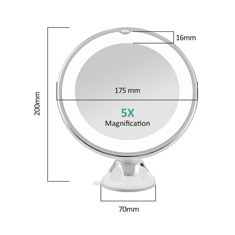EMKE LED Cosmetic Mirror, 5x Magnification, with A Suction Cup, 360° Rotation
