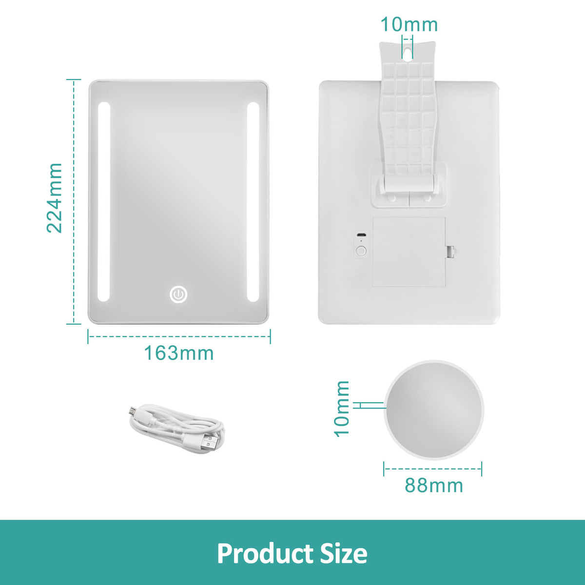 emke desktop led cosmetic mirror cm03btmz2w size