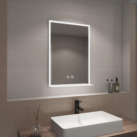 EMKE LM15 LED Bathroom Mirror with Shelf, Demister, 6500K