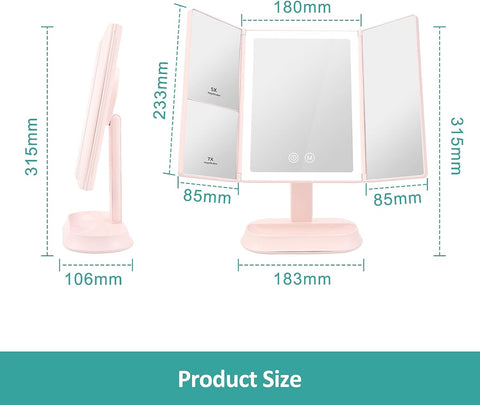 emke led vanity mirror foldable pink size