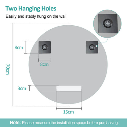 emke m05 round bathroom mirror without lighting size 70cm