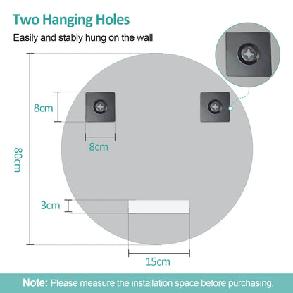 emke m05 round bathroom mirror without lighting size 80cm