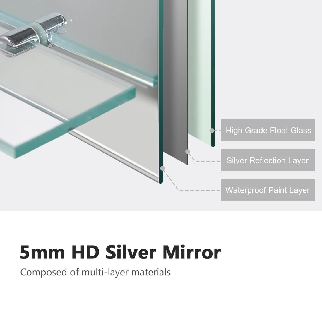 emke bathroom mirror with shelf 5cm hd silver mirror