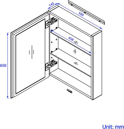 emke mc5 mirror cabinet size