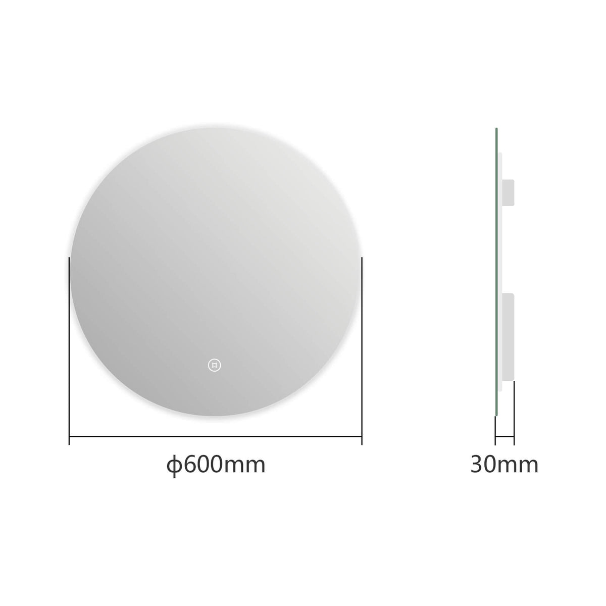 EMKE OLM03 Frameless Round LED Mirror 6500K Dimmable, 50/60/80 cm