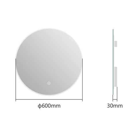 EMKE OLM03 Frameless Round LED Mirror 6500K Dimmable, 50/60/80 cm
