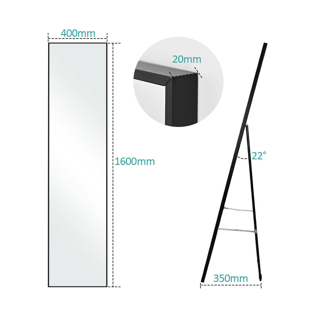 emke uk fm02 full-length mirror 160cm size
