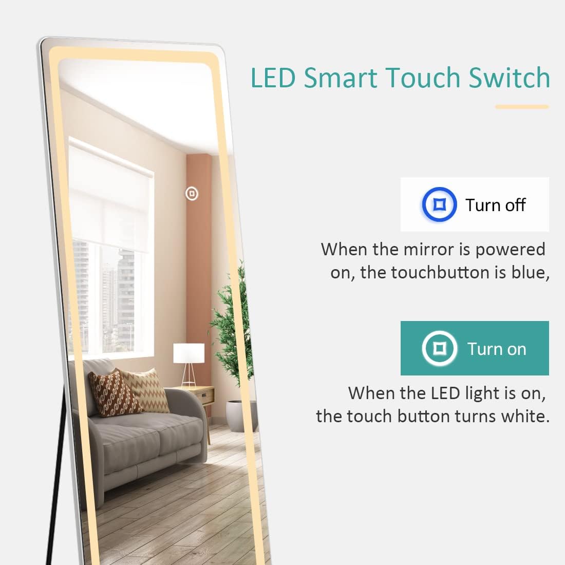emke led full-length mirror ufm01bksw led smart touch