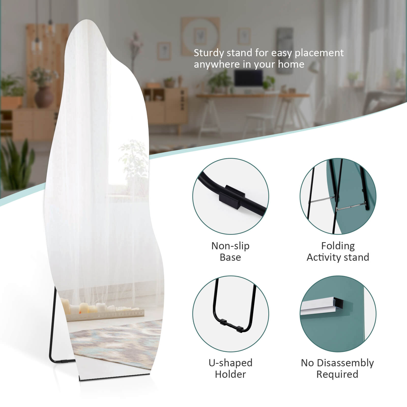 emke full-length mirror ufm05 sturdy stand