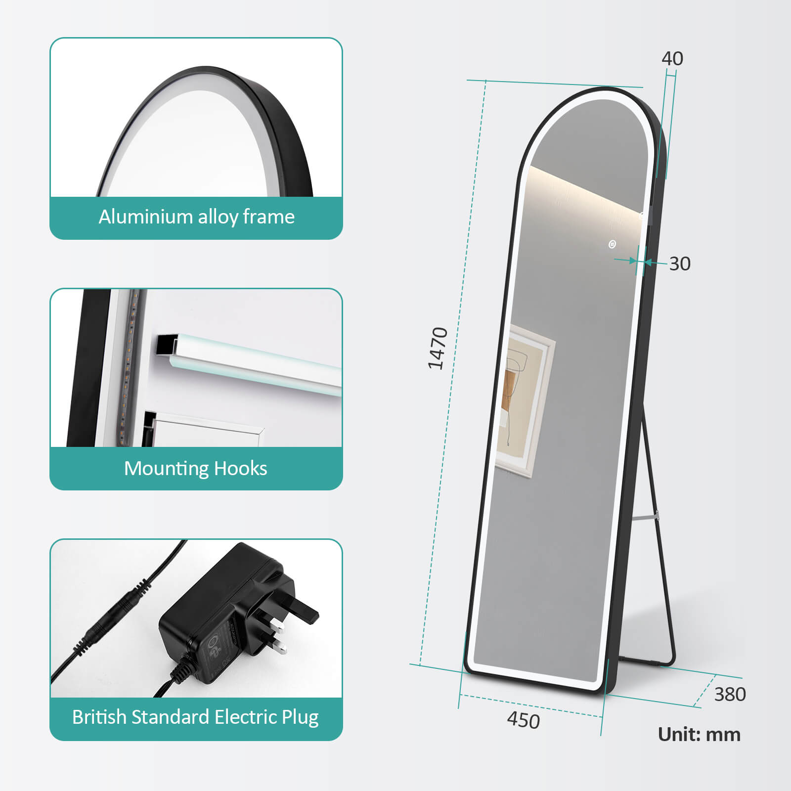 emke full length mirror fm06 147cm