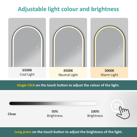 emke full length mirror fm06 adjustable colour brightness