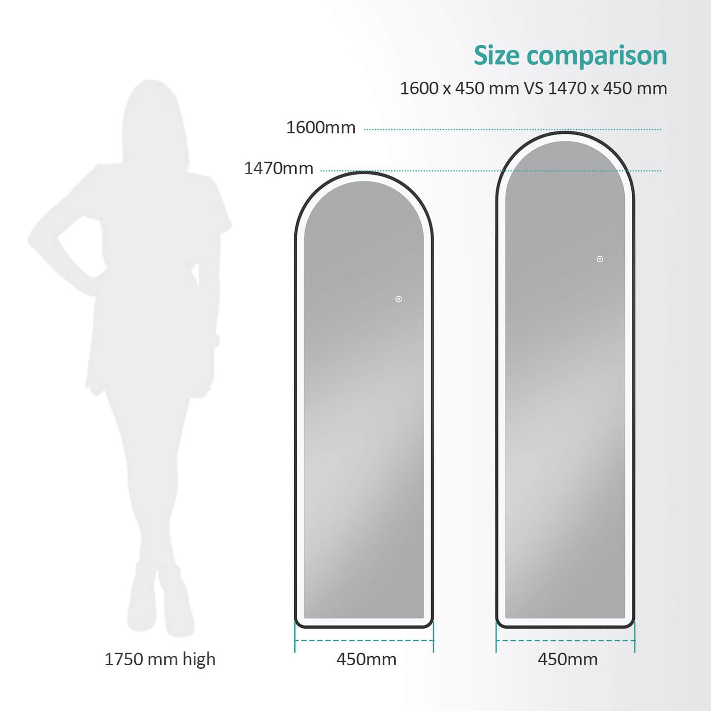emke full length mirror fm06 size comparision