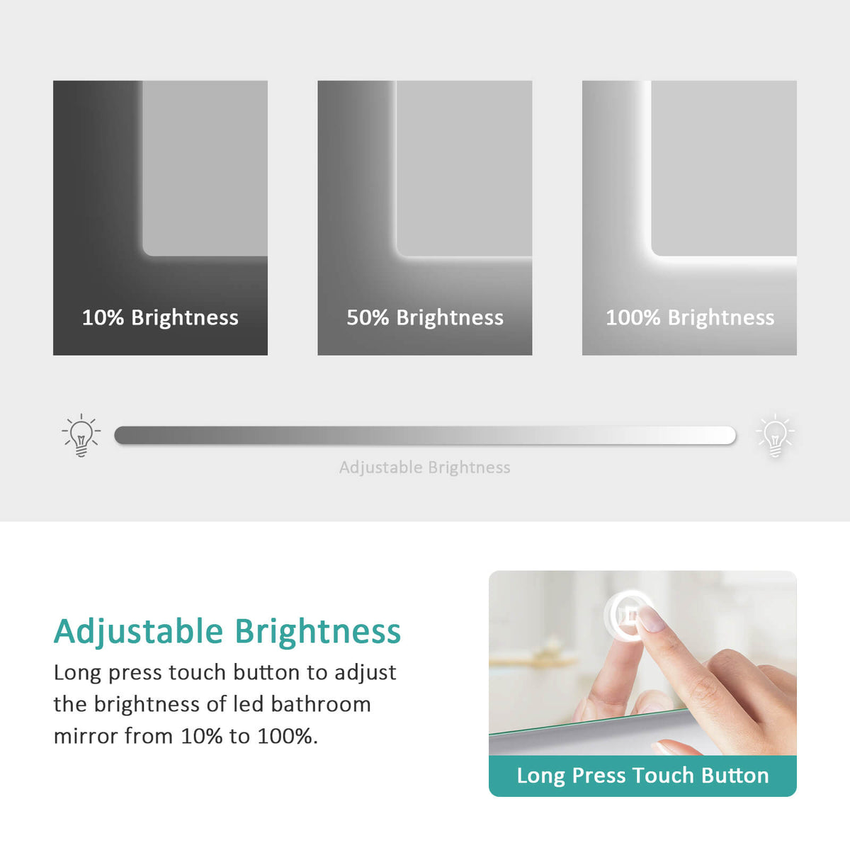 EMKE LM09 Bathroom Mirror with Rounded Corners, Demister, 6500K, Hang Vertically/Horizontally