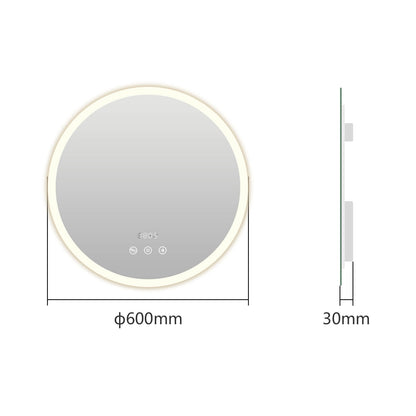 EMKE OLM08 Round LED Illuminated Mirror with Demister 600mm