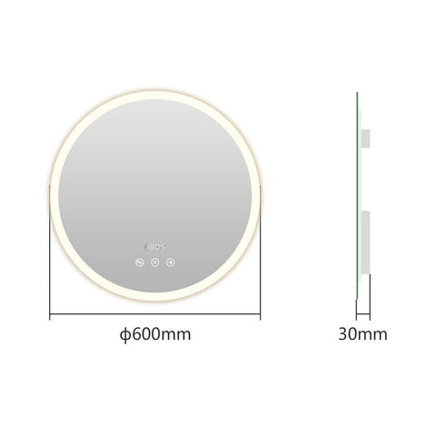 EMKE OLM08 Round LED Illuminated Mirror with Demister 600mm