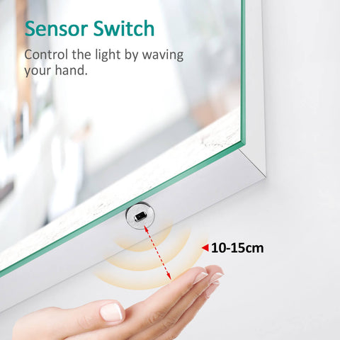 EMKE LM11 LED Bathroom Mirror with Infrared Sensor Switch, Demister, Shaver Socket