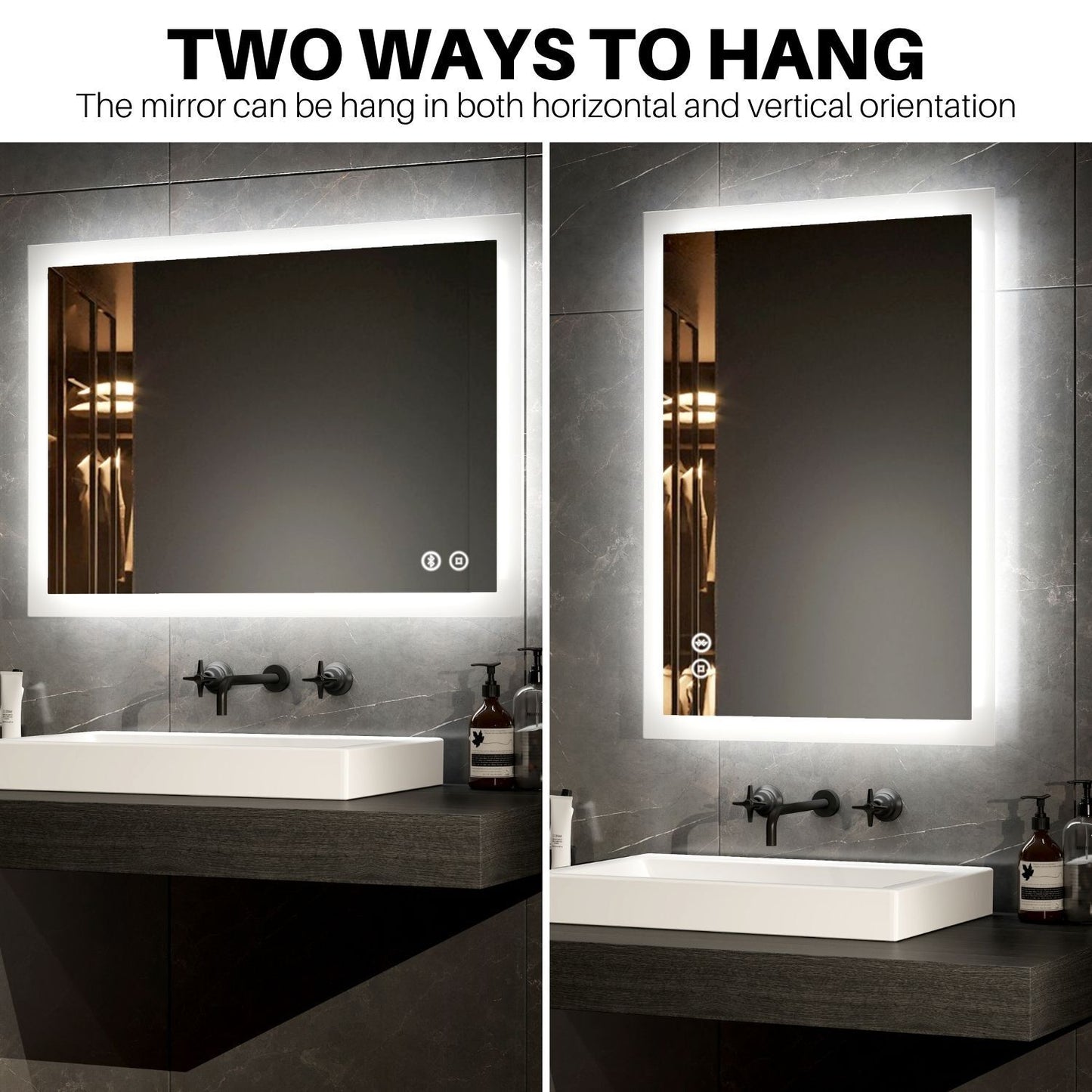 EMKE LM03 Rectangular Bathroom Mirror with Lighting, with Different Dimensions and Functions