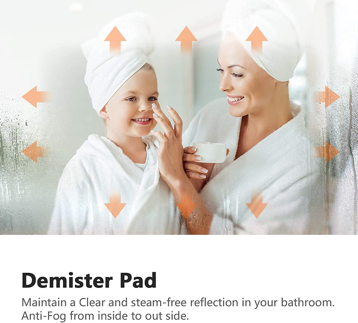 EMKE LM09 Bathroom Mirror with Rounded Corners, Demister, 6500K, Hang Vertically/Horizontally